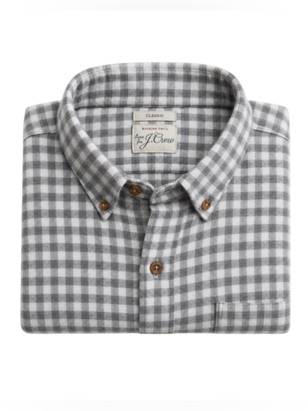 J. Crew Gray and White Checked Button-Down Shirt
